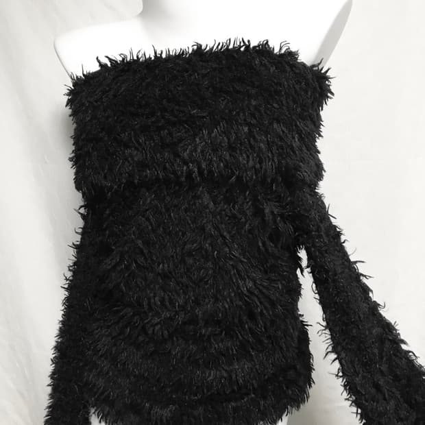 빈티지 갸루 헤어리 오프숄더 니트 원피스 탑