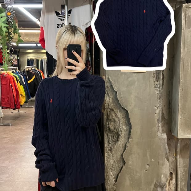 폴로 랄프로렌 꽈배기 니트 네이비 M   #csz1794