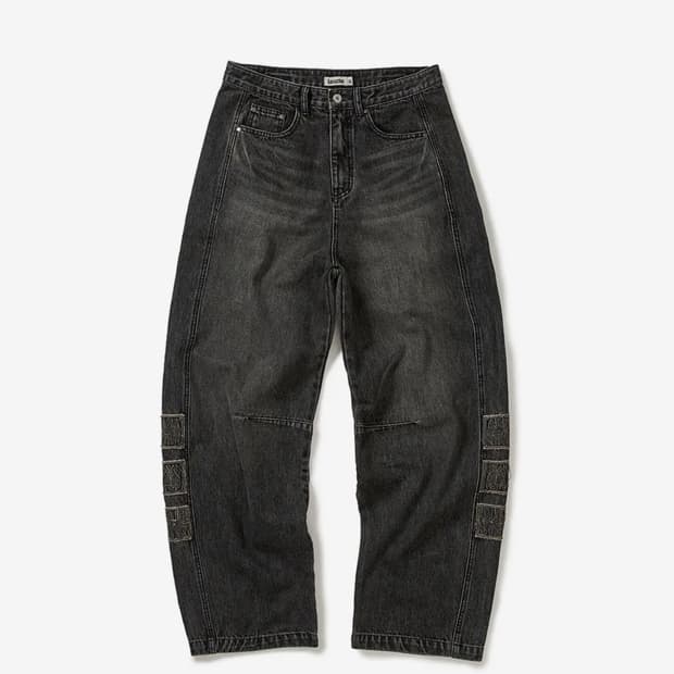 카락터 빈티지 데님 팬츠 블랙 