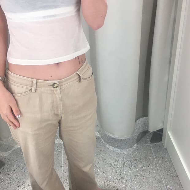 베이지 포켓 지퍼 y2k 부츠컷팬츠