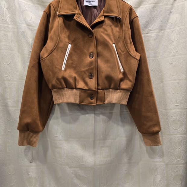 호퍼 HopperR 브라운 스웨이드 크롭 자켓 프리사이즈