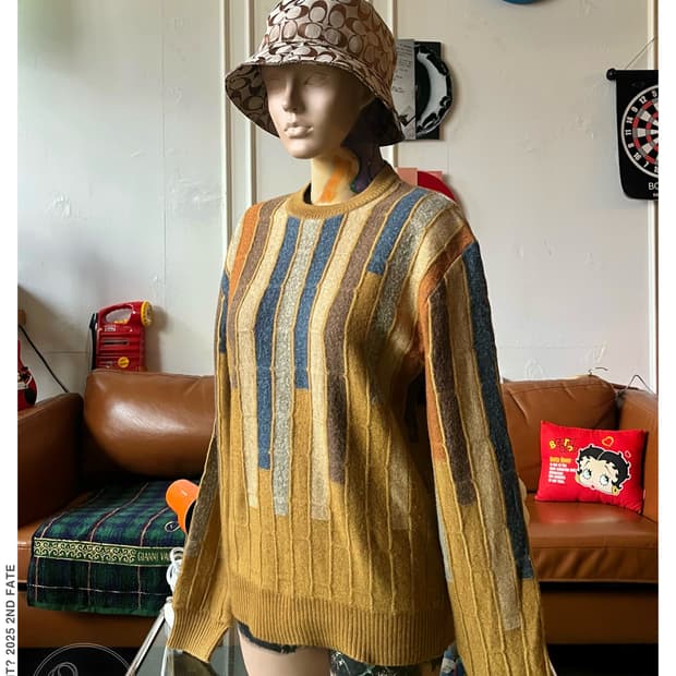 1980-90s Italian Old Color Block Knit