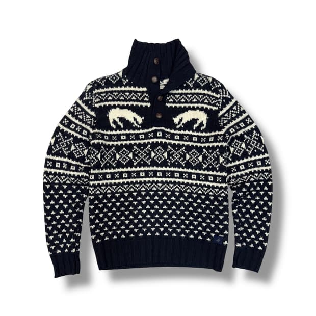 네이비 노르딕 코위찬 풀오버 니트 (L)  