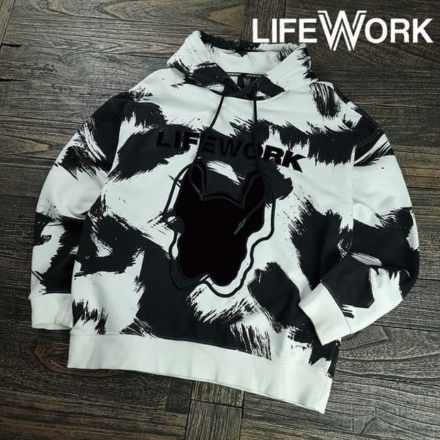 [라이프워크] 다잉 패턴 빅로고 오버핏 후드티 M19825