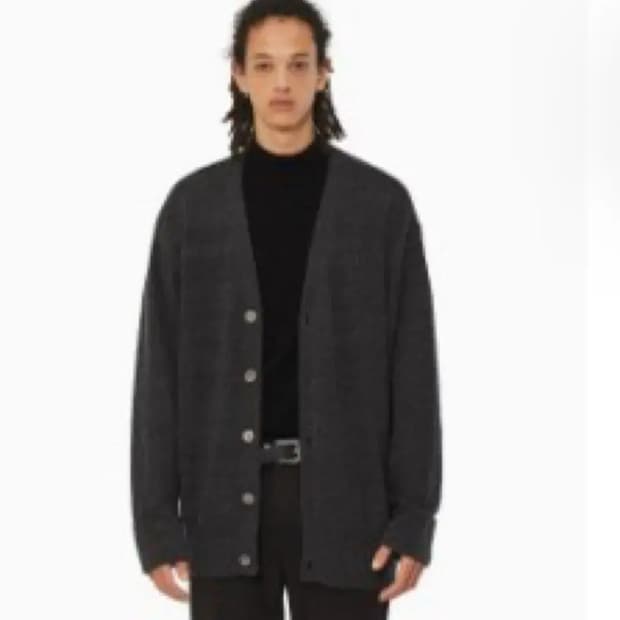 일꼬르소 차콜그레이 에센셜 세미오버핏 캐시미어 가디건