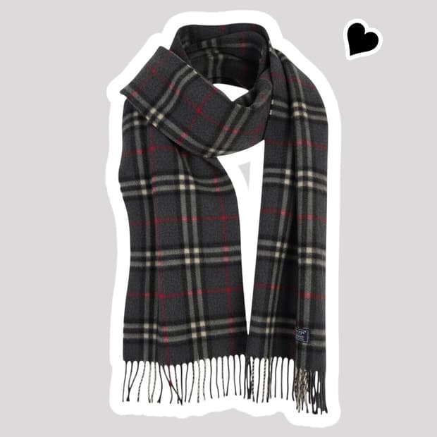 정품 버버리 노바체크 캐시미어 다크그레이 머플러