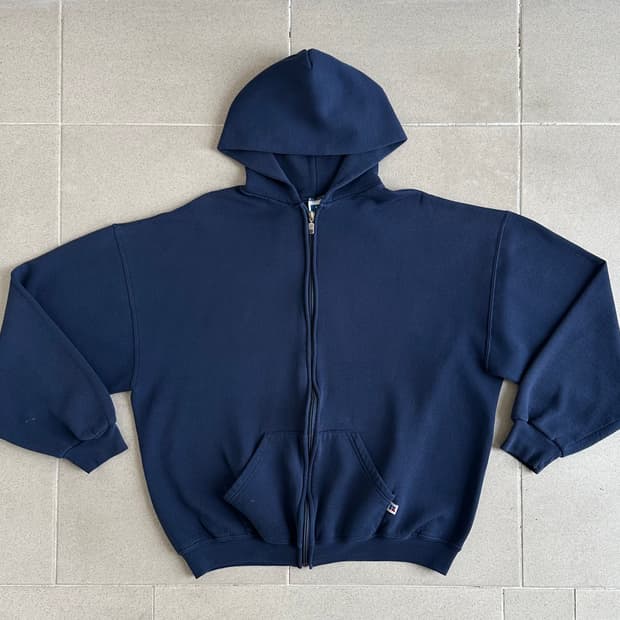 90s 빈티지 러셀 후드집업 네이비 XL