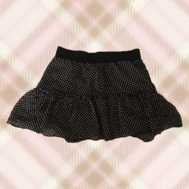 블랙 도트 땡땡이 스커트 치마 라떼 히메 오네 갸루 러블리 로걀 빈티지