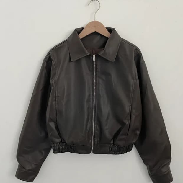 크롭 블루종 브라운