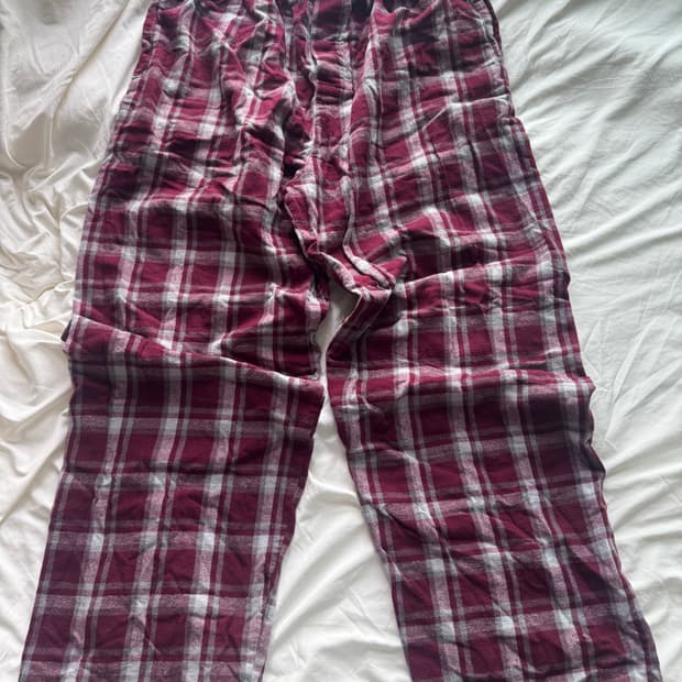 버건디 체크팬츠