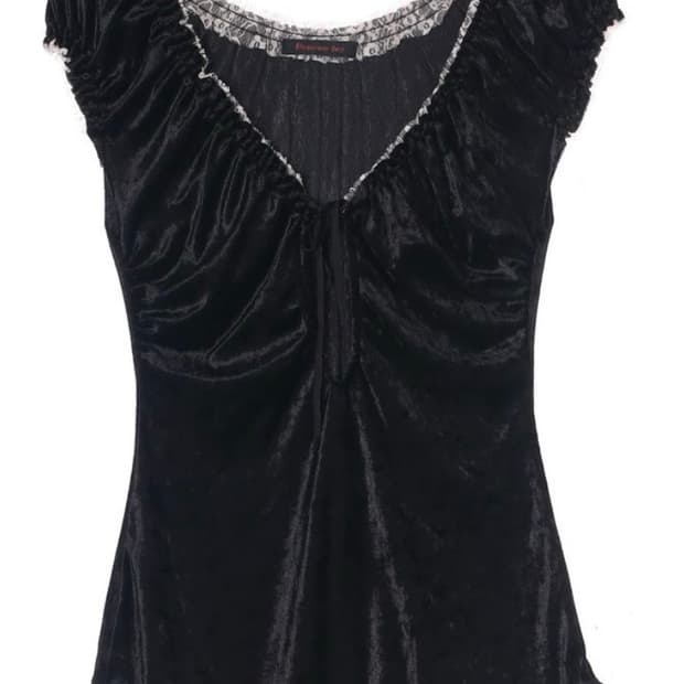 폴리 벨로아 민소매 빈티지 블라우스