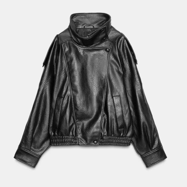자라 페이크 레더 자켓 M