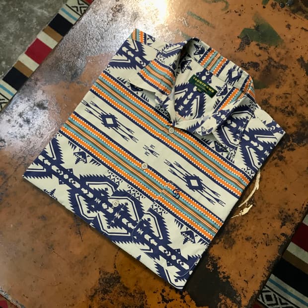 VTG 빈티지 인디안 패턴 긴팔 코튼 셔츠 남방 남성 105 사이즈