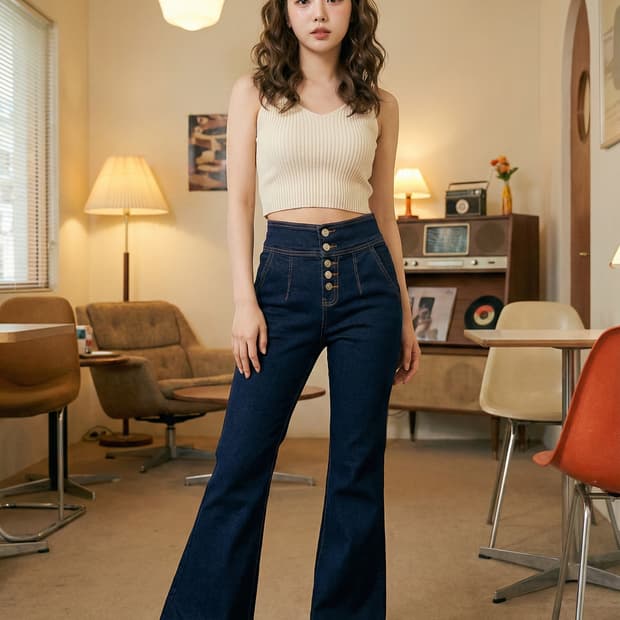 딘트 DINT 하이웨스트 버튼 부츠컷 데님_55