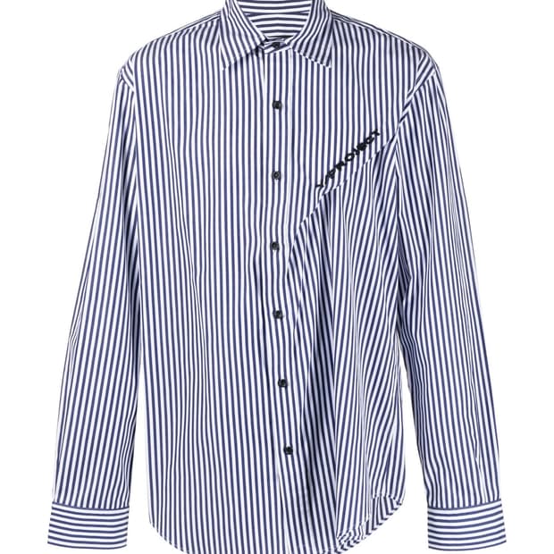 와이프로젝트 / 핀치드 로고 스트라이프 셔츠 / L