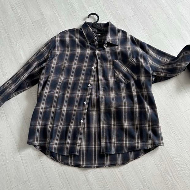 [unisex] 베이직 체크 오버 셔츠 인디고