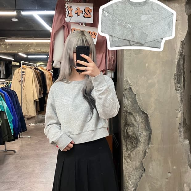 나이키 크롭 맨투맨 그레이 M #csz3362