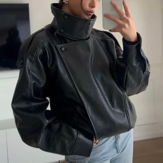 자라 생로랑스타일 레더자켓
