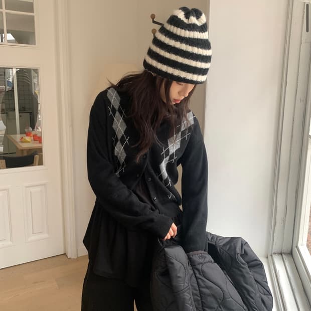 릿킴 아가일 가디건 black