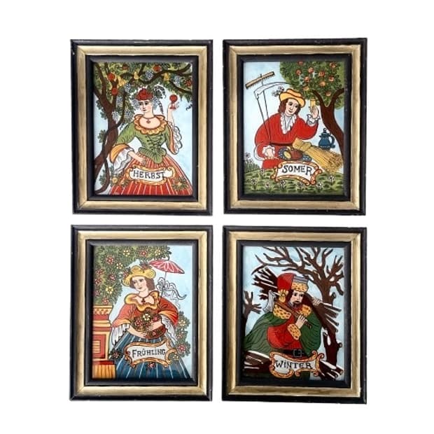 앤틱 독일 핸드페인트 액자세트