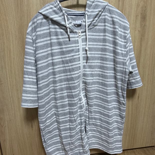 모리걸 스트라이프 반팔 후드집업 스즈코 하구미