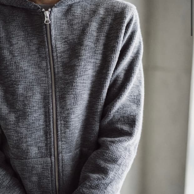 Textured Hoodie Zip - Grey 