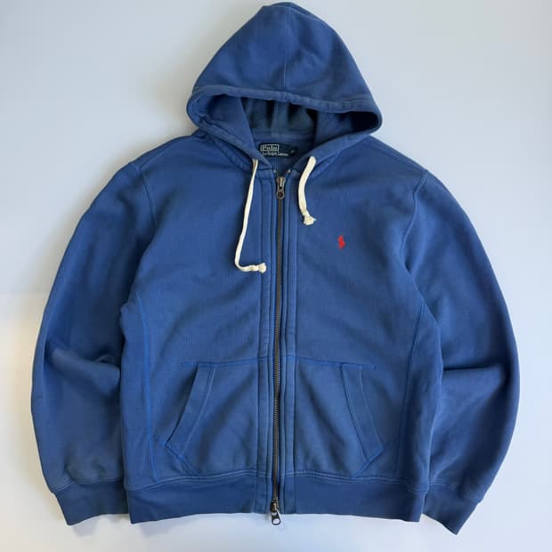 Polo  폴로 랄프로렌 자수 블루 써멀 후드집업  