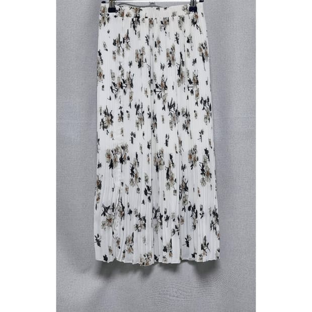 주름 플리츠 플라워 밴딩 롱 스커트