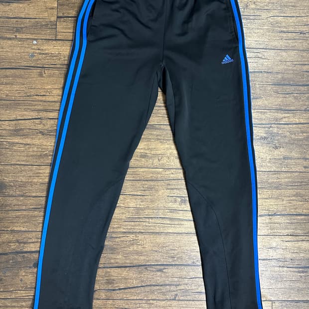 아디다스 삼선 트레이닝 조거바지 블랙/블루 L