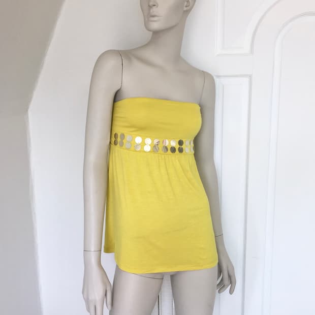 Sequin Detail Lemon Tube Top