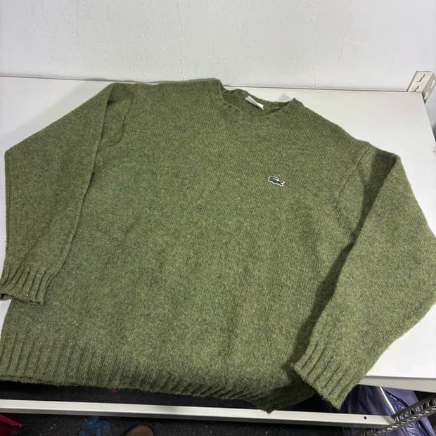 95-100 라코스테 녹차 라운드 울 니트