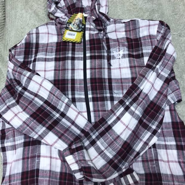 글랙 체크셔츠 후드집업 L