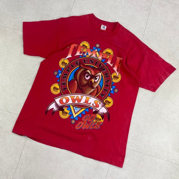 90s 프루츠오브더룸 USA 펜실베니아 컬리지 하프 티 (105)