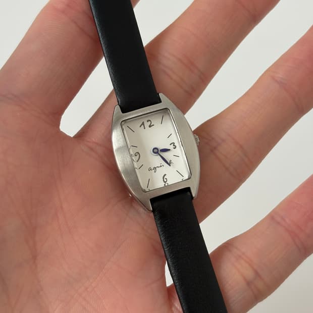 Agnès b. 쿠션 실버 탱크 쿼츠 여성