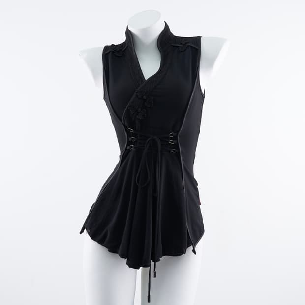 Ozz ONESTE 오리엔탈 레이스 업 숏 슬리브리스