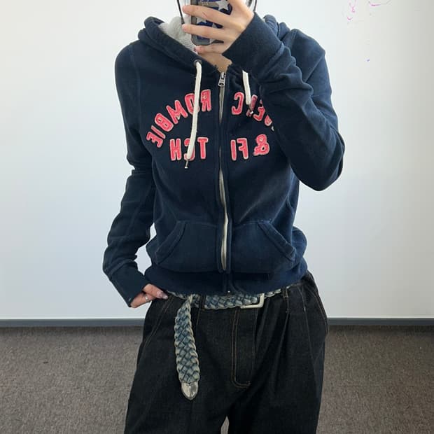 Abercrombie 아베크롬비 2-way 핑크 스펠아웃로고 후드집업