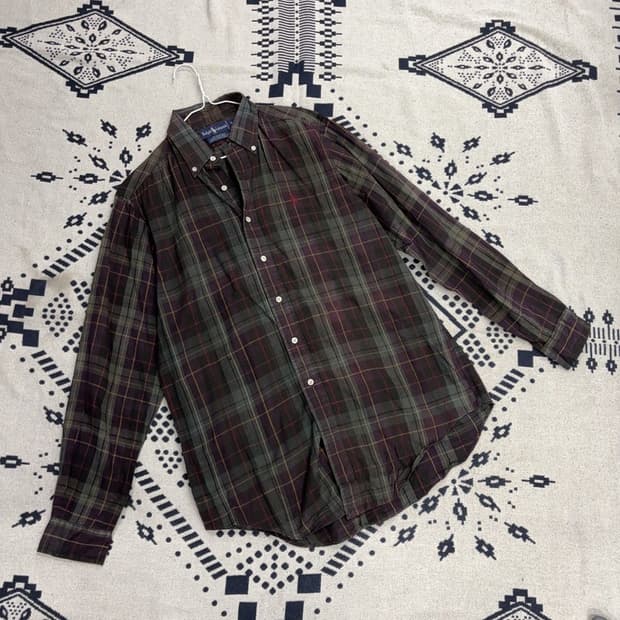 폴로 랄프로렌 자수 여름 빈티지 체크 셔츠 M P00048