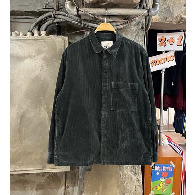 코스 코듀로이 포켓 셔츠 다크그린 M #csz3674