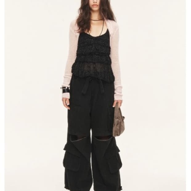 쓰리타임즈 모건 카고팬츠 블랙 S