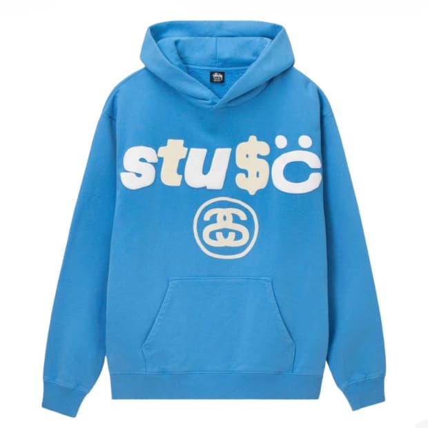 스투시 x CPFM 8볼 피그먼트 다이드 후드 블루