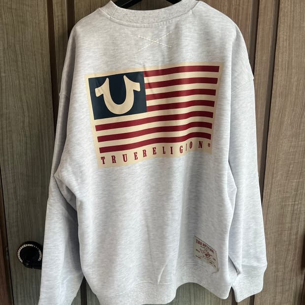 [새상품]트루릴리젼 성조기 로고 맨투맨 멜란지그레이