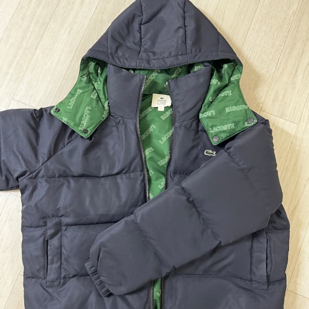 라코스테 패딩 여성 네이비/그린 34사이즈