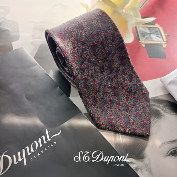 에스.티. 듀퐁 실크 그레이 슬림 넥타이 7.9cm B등급 A18637