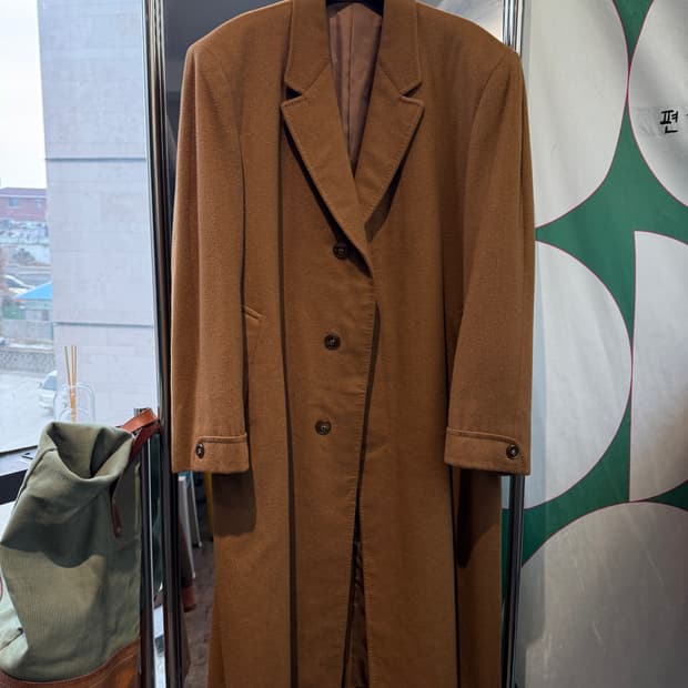 Crombie 카멜 싱글 3 버튼 롱코트