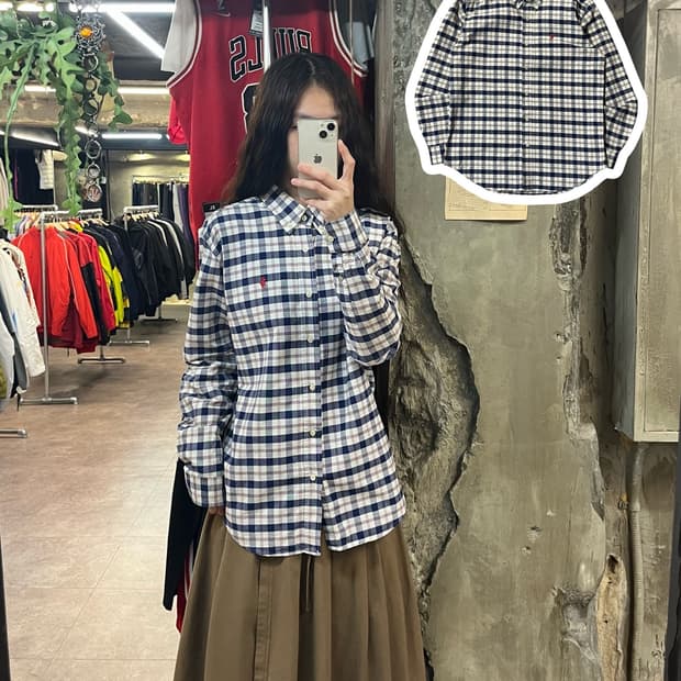 폴로 랄프로렌 체크 셔츠 네이비 L #csz1927