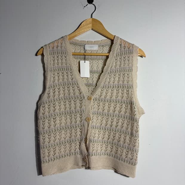 빈티지 모리걸 베이지 니트 조끼 (무료배송)