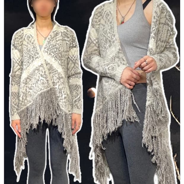아베크롬비 오리엔탈 에스닉 프린지 로브 가디건 M