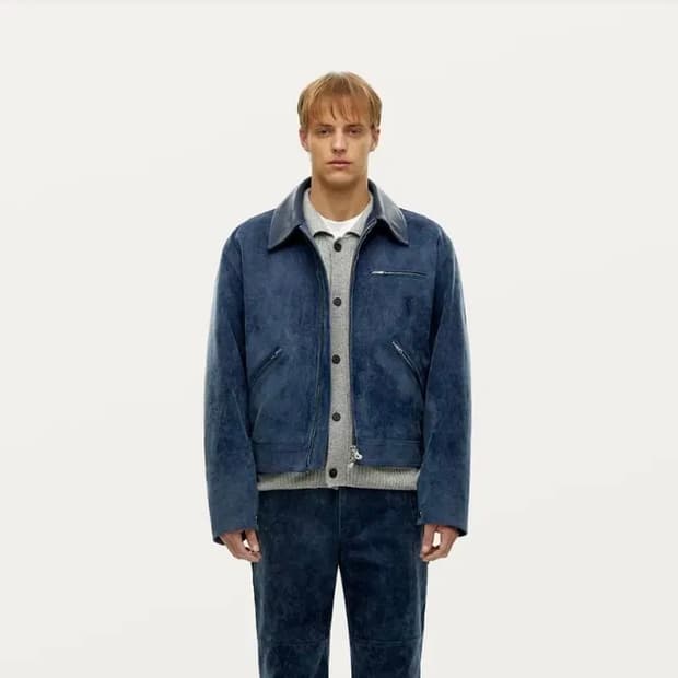 (구매)솔리드옴므 23FW 레더넥 하드코튼 자켓