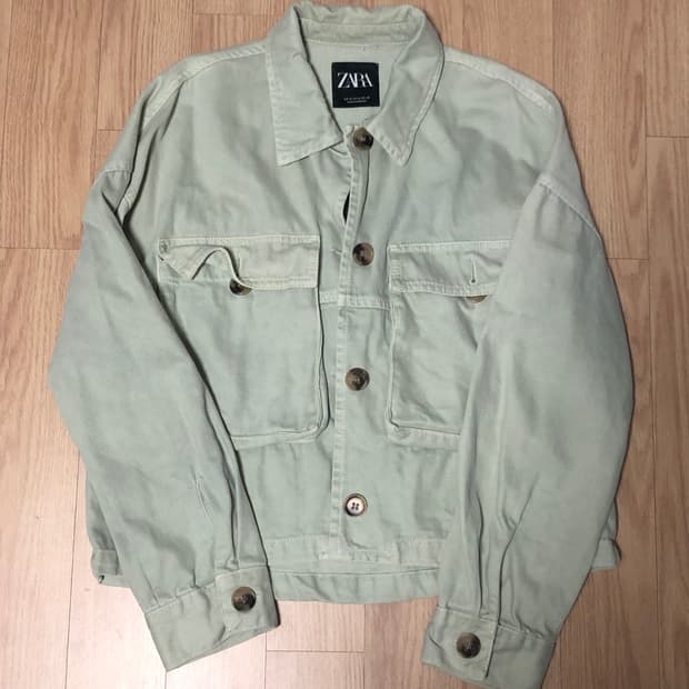자라 민트 우드버튼 자켓 🍀