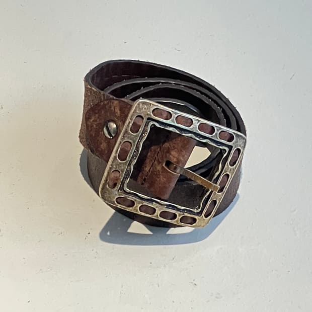 Dsquared2 헤비 에이징 브라운 레더 벨트